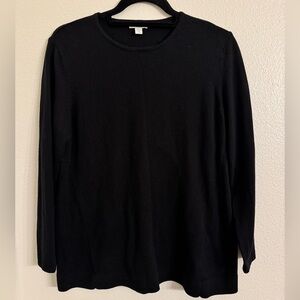 J Jill Black Long Sleeve Crewneck Shirt M Petite